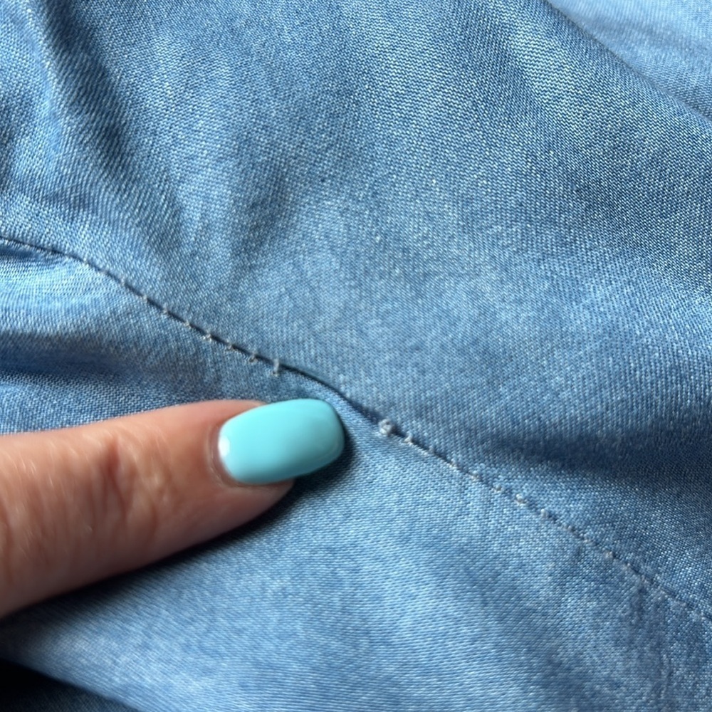Denim Blue Drawstring organic RAYON jogger Pants pull on elastic waist belt Med - Picture 14 of 14